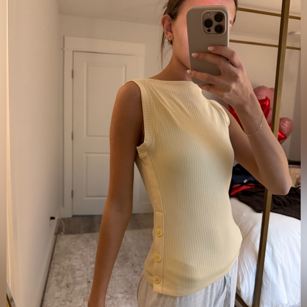 yellow jcrew boat neck tank